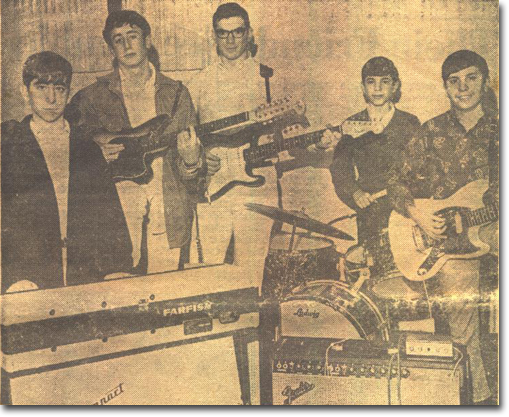 Gary in Center Playing 1964 Sunburst Fender Stratocaster Vintage Guitar.